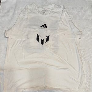 Adidas Messi Men’s White Tee with Black Graphic